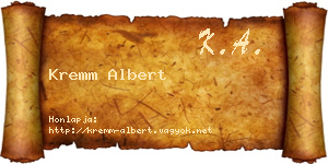 Kremm Albert névjegykártya